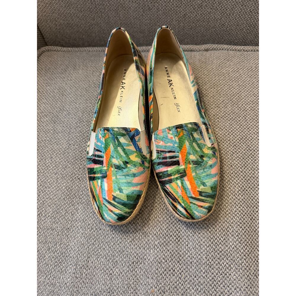 Anne Klein Iflex tropical leaf print slip-on shoes natural sole